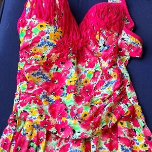 Vibrant Floral Fringe Swimsuit